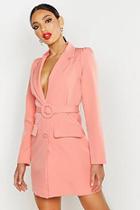 Boohoo Woven Self Belt Round Buckle Blazer Dress
