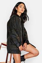 Boohoo Cord Collar Checked Wax Jacket