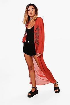 Boohoo Petite Jane Beaded Detail Chiffon Kimono