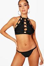 Boohoo Morocco Criss Cross Ruffle Crop Bikini