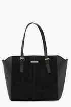 Boohoo Monica Double Buckle Mixed Textured Tote