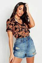 Boohoo Satin Chain Print Short Sleeve Shirt