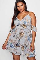 Boohoo Plus Cassie Floral Open Shoulder Dress