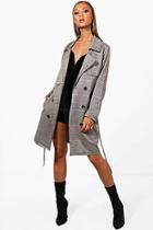 Boohoo Abigail Check Button Detail Trench Coat