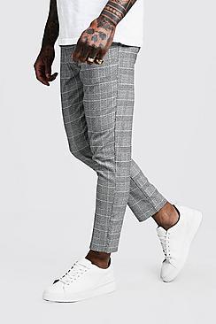 Boohoo Jaspe Check Cropped Smart Jogger