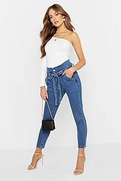 Boohoo Paperbag High Waisted Jean
