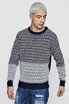 Boohoo Colour Block Jaquard Jumper