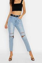 Boohoo Tall Light Wash Ripped Jeans