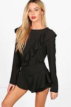 Boohoo Frill Front Woven Top