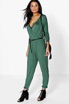 Boohoo Olivia Wrap Front Casual Jumpsuit