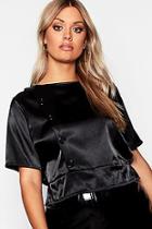 Boohoo Plus Button Satin Smock Top