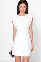 Boohoo Boutique Lia Lace Open Side Bodycon Dress Ivory