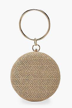 Boohoo Raffia Straw Ring Handle Round Clutch