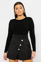 Boohoo Plus Gold Button Tailored Skort