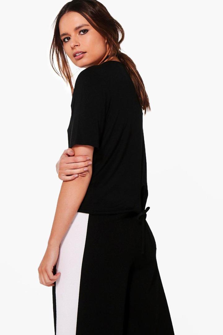 Boohoo Hazel Drawstring Basic T-shirt Black