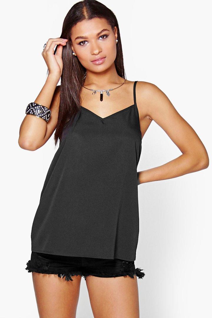 Boohoo Jane Woven Solid Cami Black