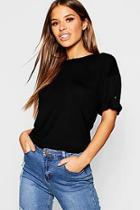 Boohoo Petite Turn Back Cuff Button Tee