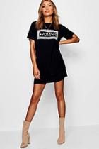 Boohoo Katy Woman Boxed Slogan T-shirt Dress