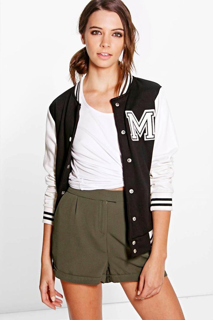 Boohoo Alice Tailored Turn Up Woven Shorts Olive