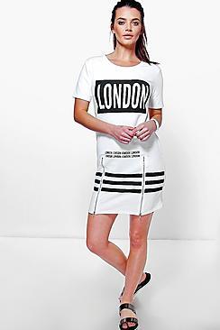 Boohoo Melissa Sports London Printed T-shirt Dress