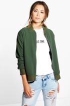 Boohoo Caroline Crepe Bomber Jacket Khaki