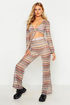 Boohoo Zig Zag Wide Leg Trouser