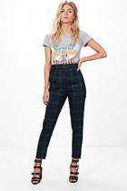 Boohoo Petite Louise High Waisted Check Tapered Trouser