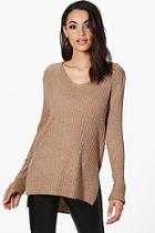 Boohoo Lisa Fine Knit V-neck Side Split Jumper