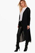 Boohoo Joey Waterfall Belted Knitted Duster Cardigan