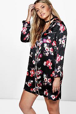 Boohoo Plus Jessie Floral Woven Pyjama Dress