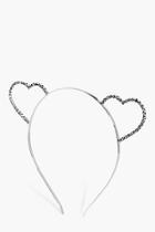 Boohoo Sofia Diamante Heart Ears Headband