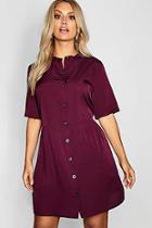 Boohoo Plus Button Front Smock Dress