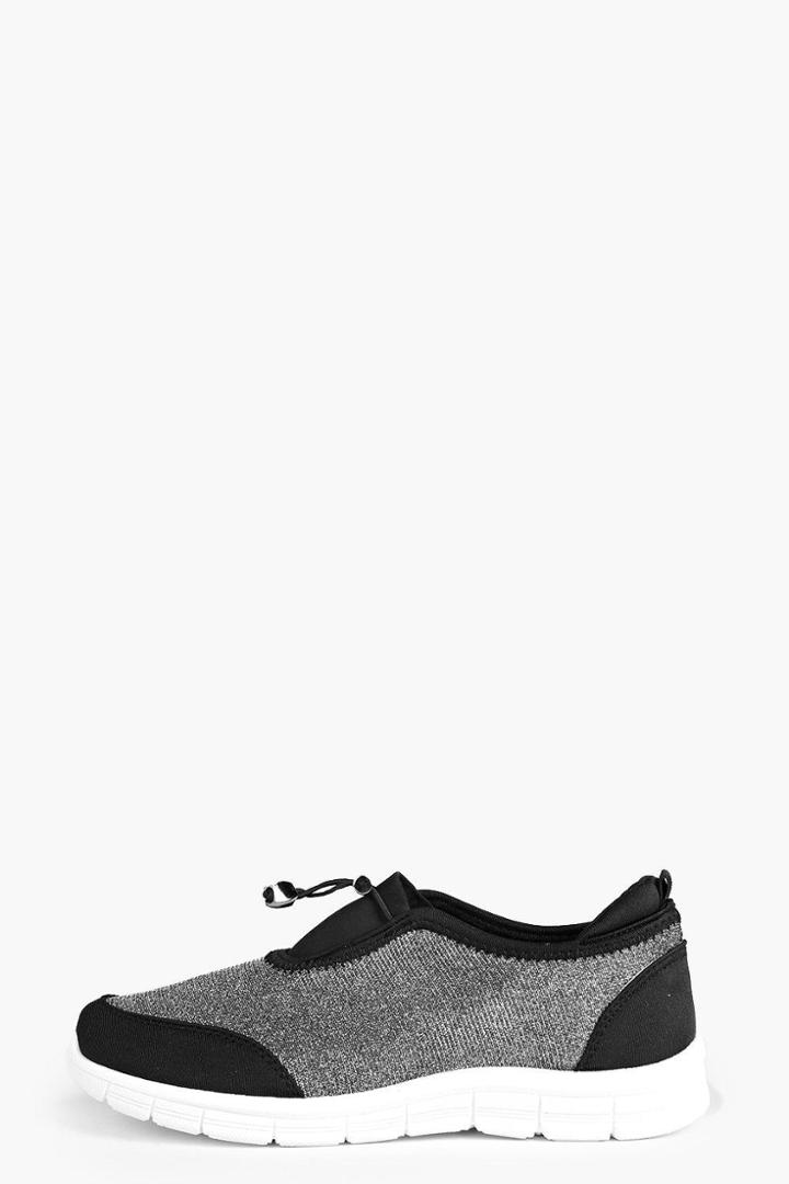 Boohoo Ruby Shimmer Toggle Trainer Silver