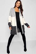 Boohoo Oversized Cardigan With Stripe Detail