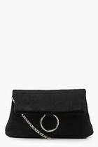 Boohoo Ring Detail Suedette Cross Body Bag