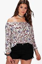 Boohoo Plus Serena Off The Shoulder Floral Top