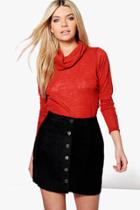 Boohoo Aurora Slub Roll Neck Top Rust