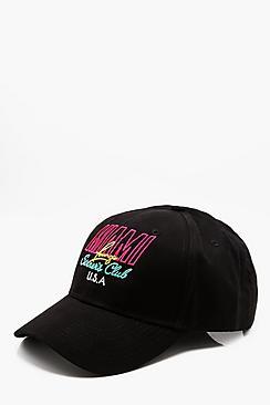 Boohoo Miami Lounge Neon Embroidered Cap