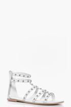 Boohoo Rosie Studded Leather Gladiator White
