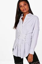 Boohoo Lisa Stripe Corset Front Shirt