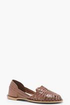 Boohoo Wide Fit Leather Woven Ballets