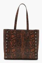 Boohoo Snake Structured Stud Tote Day Bag