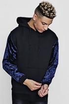Boohoo Over The Head Hoodie With Velour Sleeves