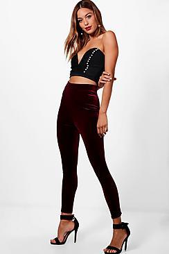 Boohoo Katie Basic Velvet Leggings