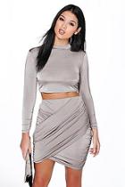 Boohoo Dalis Slinky Wrap Mini Skirt Co-ord Set