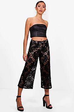 Boohoo Lara Woven Crochet Lace Contrast Culotte