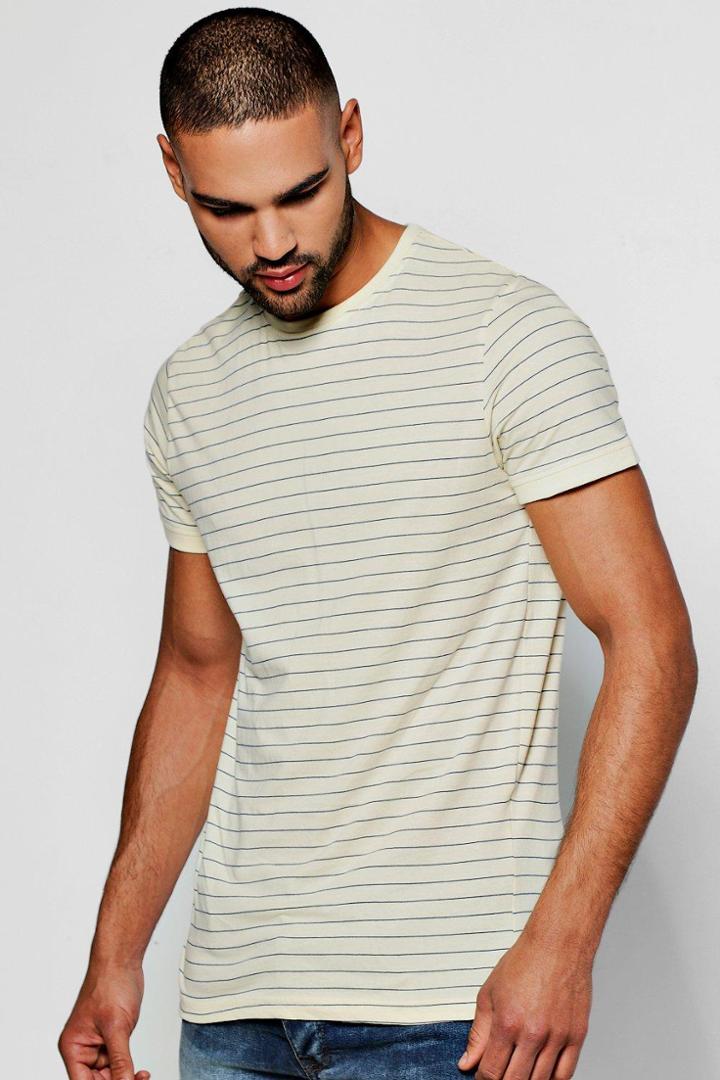 Boohoo Yarn Dye Stripe T-shirt Yellow