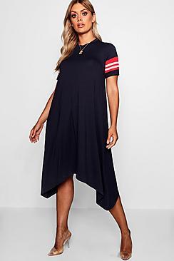 Boohoo Plus Sports Trim Hanky Hem Dress