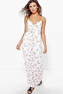 Boohoo Petite Adora Wrap Over Maxi Dress