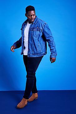 Boohoo Big And Tall Blue Wash Denim Jacket